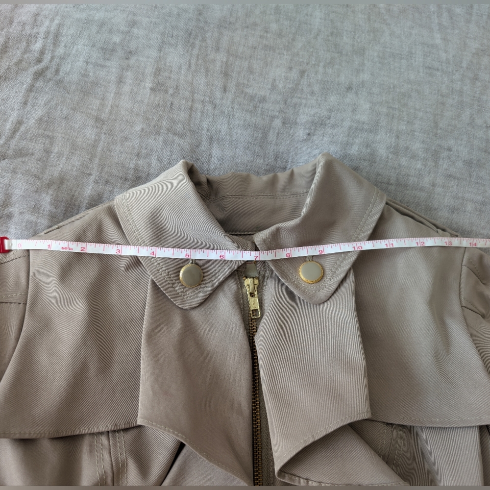Anthropologie Elevenses Femme Trench Jacket Neutral Motif Size 0 - Picture 14 of 16